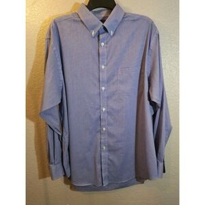 Roundtree & Yorke Men's Blue Plaid Dress Shirt Size XL Long Sleeve Button Down